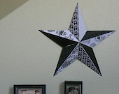 Tin Star in Black and White... Chandelier, Damask, Fleur De Lis... Home Decor, Wall Hanging... Great Wedding Gift/Decoration