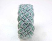 turks head knot rope bracelet in fog and teal large 2910