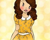 Illustration Print - Retro Girl 1940s Style