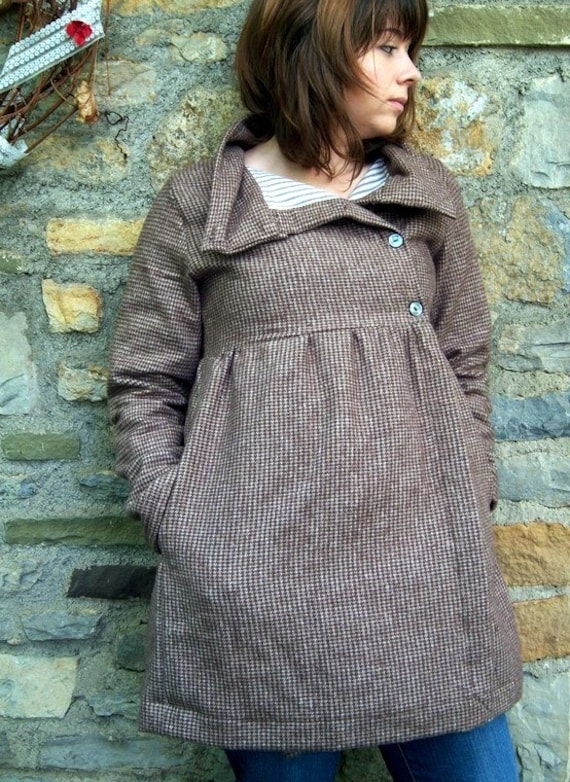 THANKSGIVING SALE solid coffee flannel long arbutina coat- custom