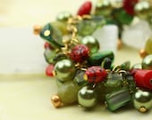 Irish Luck - Lucky Charm Bracelet in Red & Green - Ready to Ship - Handmade - by VividColors
