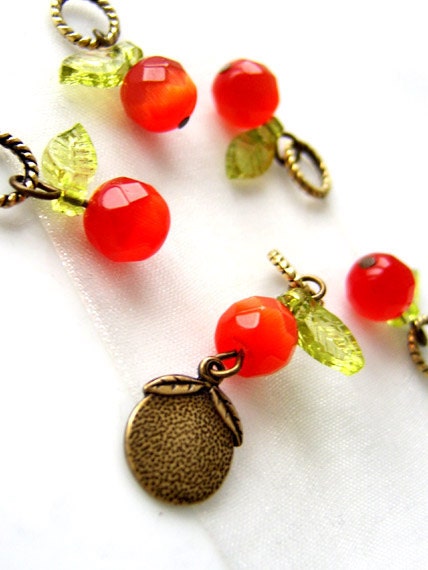 Orange Blossom Special - Five Handmade Stitch Markers - 5.0 mm (8 US) - Limited Edition