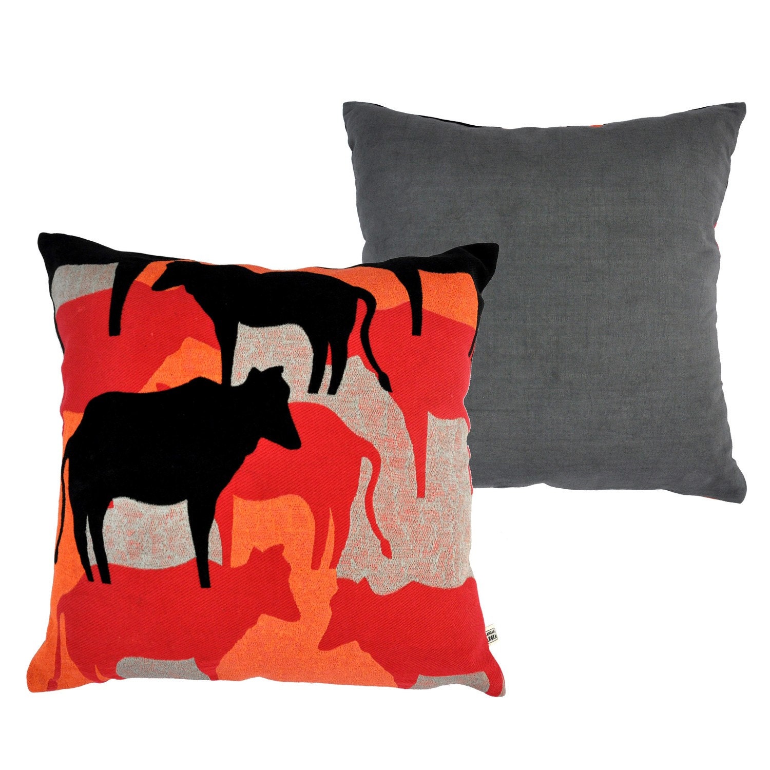 Varanasi Cows - Screenprinted and Embroidered cushion