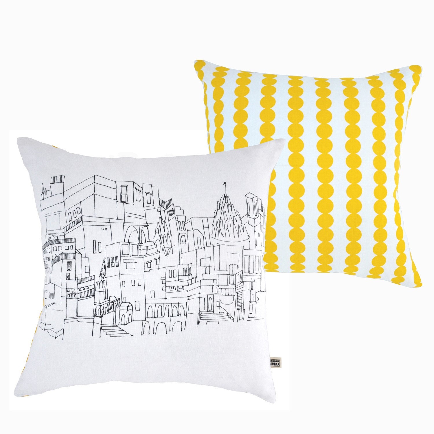 Varanasi buildings - Screenprinted cushion