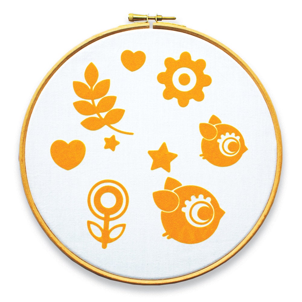 Bird and Flower Iron on Applique set