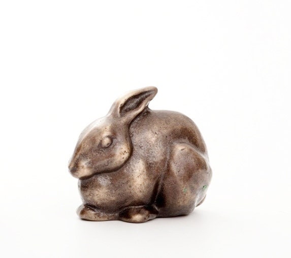 Rabbit in Bronze - small figurine sitting