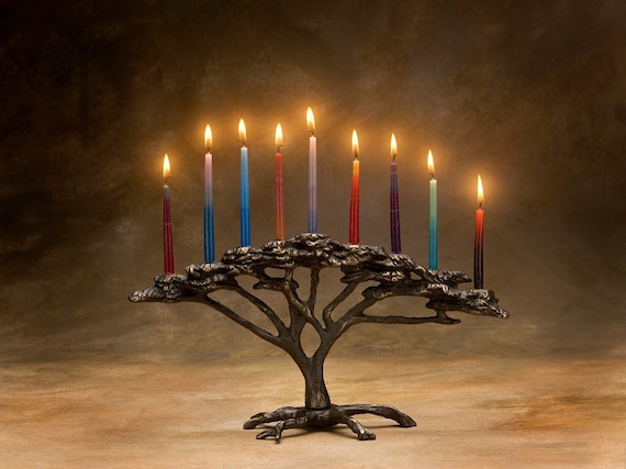 Tree of Life Menorah 9 Candle for Hanukkah, Holiday or Decor