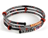 Wrap Bracelet with Black and White African Pattern
