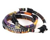 Four Bangle Bracelet Set with African Textile Patterns