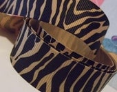 Wild Zebra Tiger Stripe Gold and Black Grosgrain Ribbon in 1.5 inches wide Animal Print Golden yellow