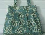 Pleated  shoulder bag,  , knitting bag, six large pockets, pencil pocket, key fob, in Denyse Schmidt, County Fair, Ribbon Floral