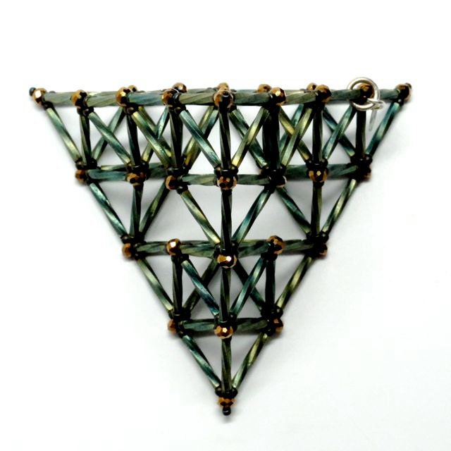 Second Generation Sierpinski Tetrahedron VI -- Beaded Art Object Sculpture