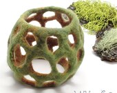 Textile Cuff Bracelet No. 38 Green Earth Wet Felt with Merino Wool Silk