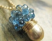 London blue topaz pendant necklace cluster brushed gold vermeil december birthstone katecojewelry