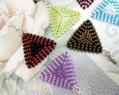 Beadwork Custom Peyote Triangle Earrings  Beadwoven Handmade Geometric Stripes