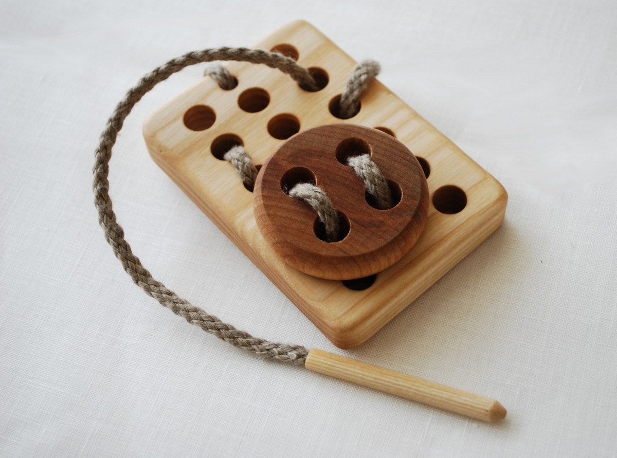 Board with the Button Wooden Toy