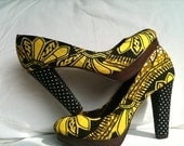 African Fabric Court Shoe Faluta