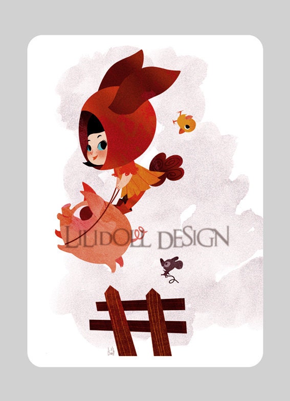 SAUTE COCHON POSTCARD by Lilidoll