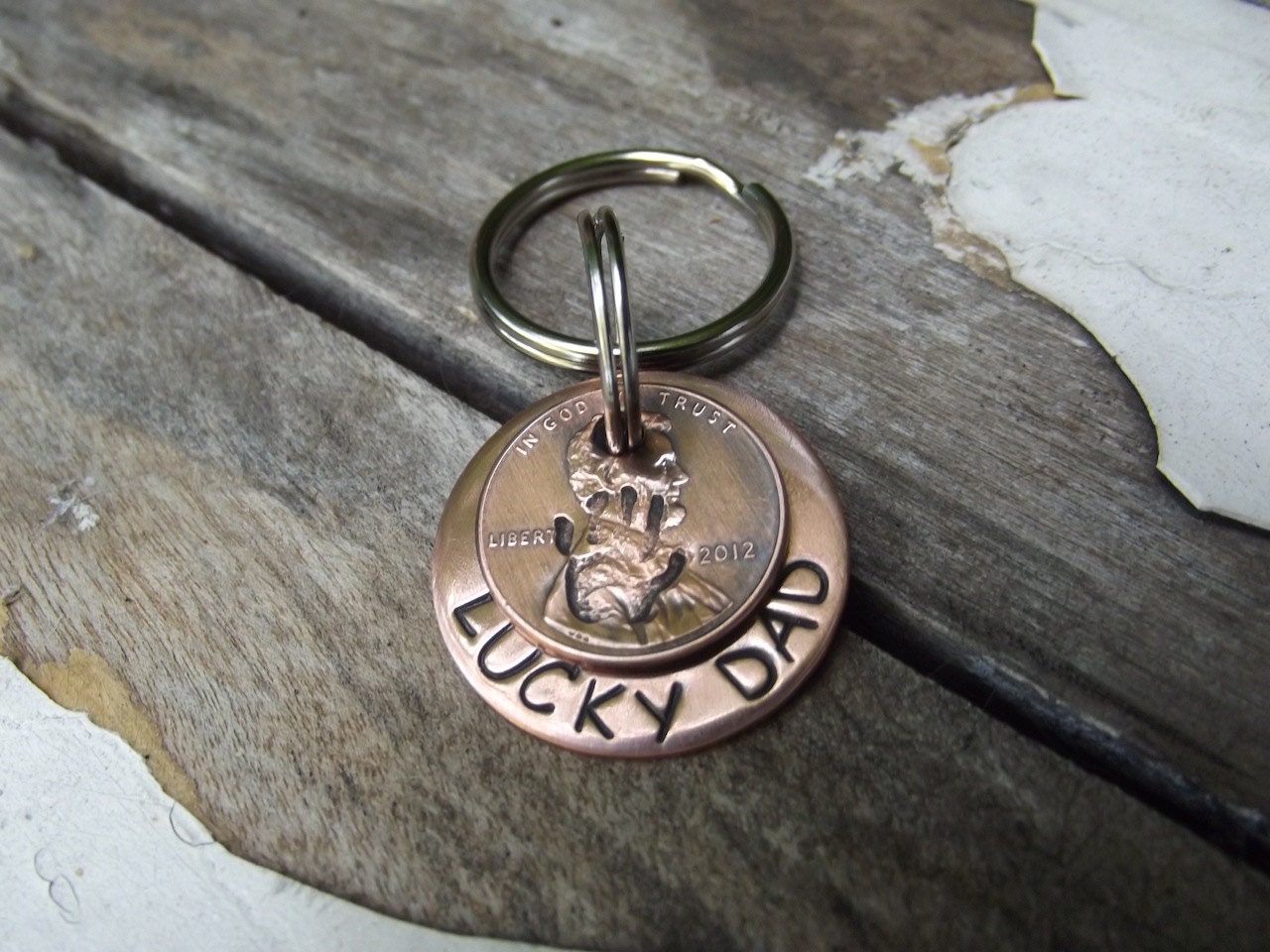 Lucky us , Hero copper Key chain with one lucky penny