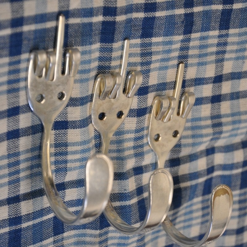 3 FORK YOU Silverware Coat Hooks