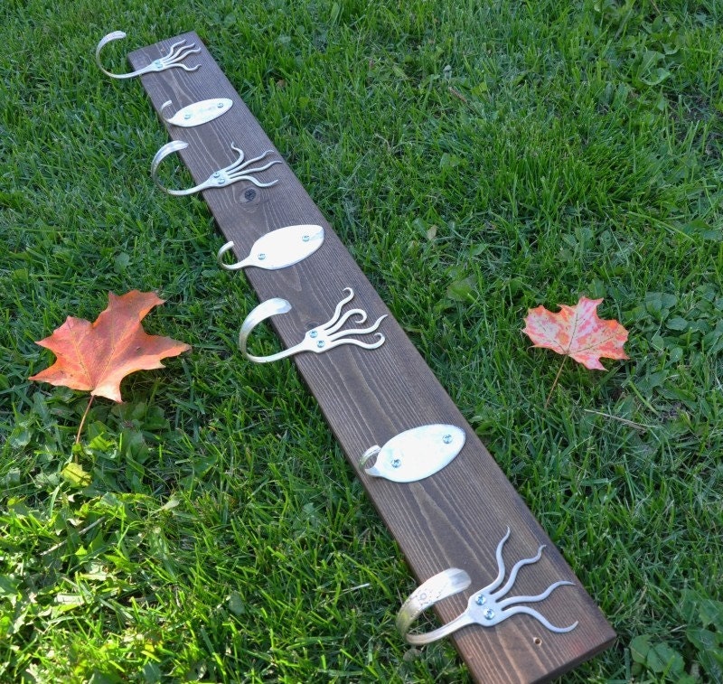 Awesome Coat Rack With Funky Forks and Personalized Spoon Hooks