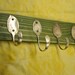 4 Vintage Spoons FUN Green Stained Coat Rack