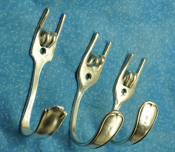 3 ROCK ON Heavy Metal Silverware Coat Hooks