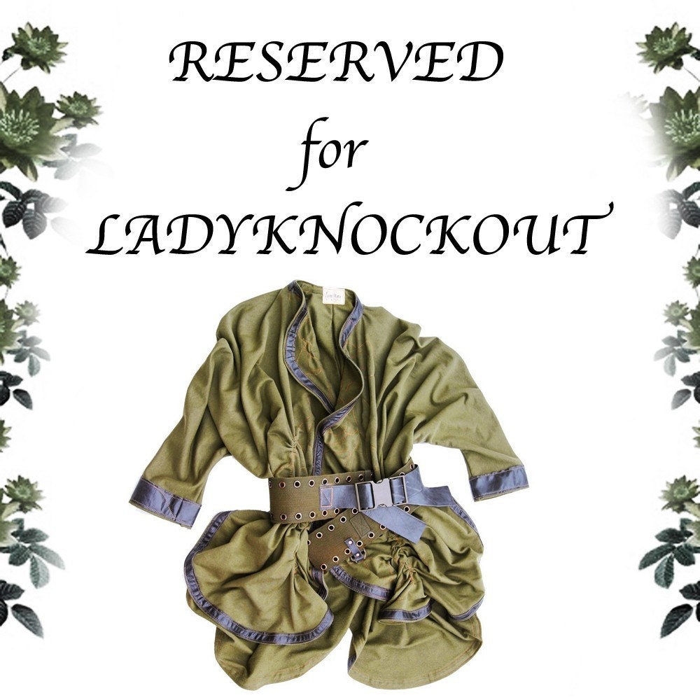 RESERVED for LADYKNOCKOUT -Urban Samurai Green with Envy Coat Cape Wrap - Military Khaki - Versatile Spring fashion - Abstract Wearable Art - Modern urban Guerrilla Goddess Wear -