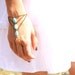 Boho Slave Bracelet Hand Bracelet Piece Ring Hipster Bronze Chain Bohemian Boho Three Turquoise Beads Triangle Chevron Hand Jewelry