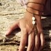 Slave Bracelet Hand Bracelet Piece Hipster Bronze Chain Boho Bohemian White Mother Pearl Bead Three Chain Hand Ring Jewelry