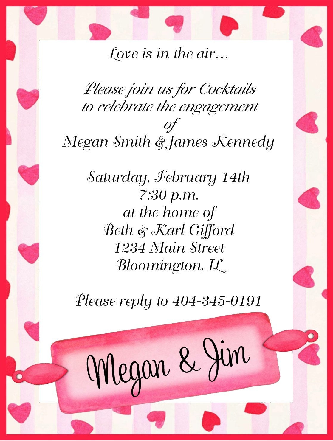 Engagement Hearts Valentines Day Party Invitations Il_170x135
