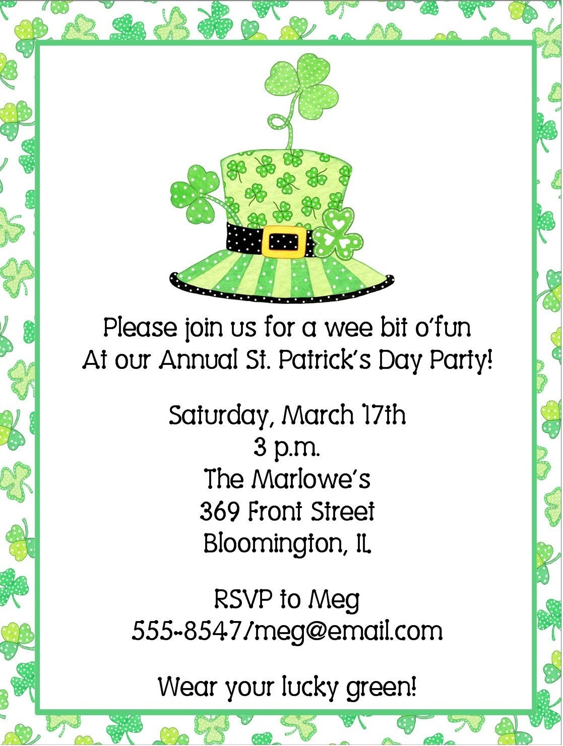 Cute Top Hat, St Patricks Day Invitations Il_170x135