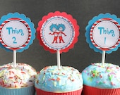Dr Seuss Thing 1 Thing 2 Baby Shower Birthday Party Cupcake Toppers