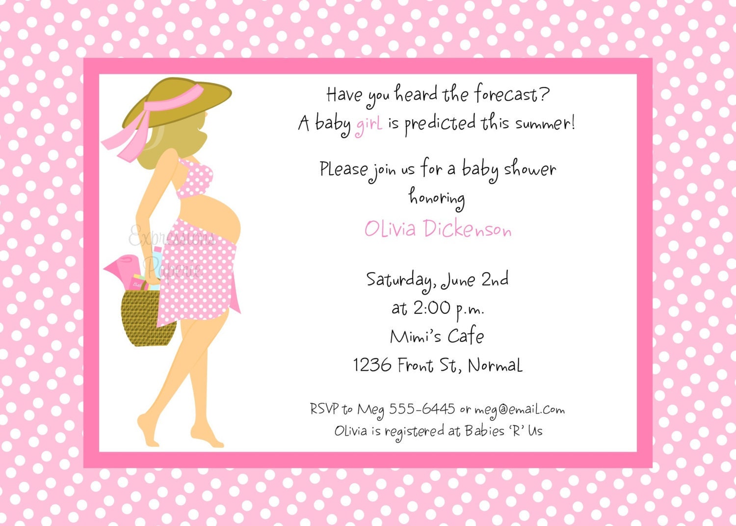 Pink Summer Bikini Mommy to Be Baby Shower Invitations