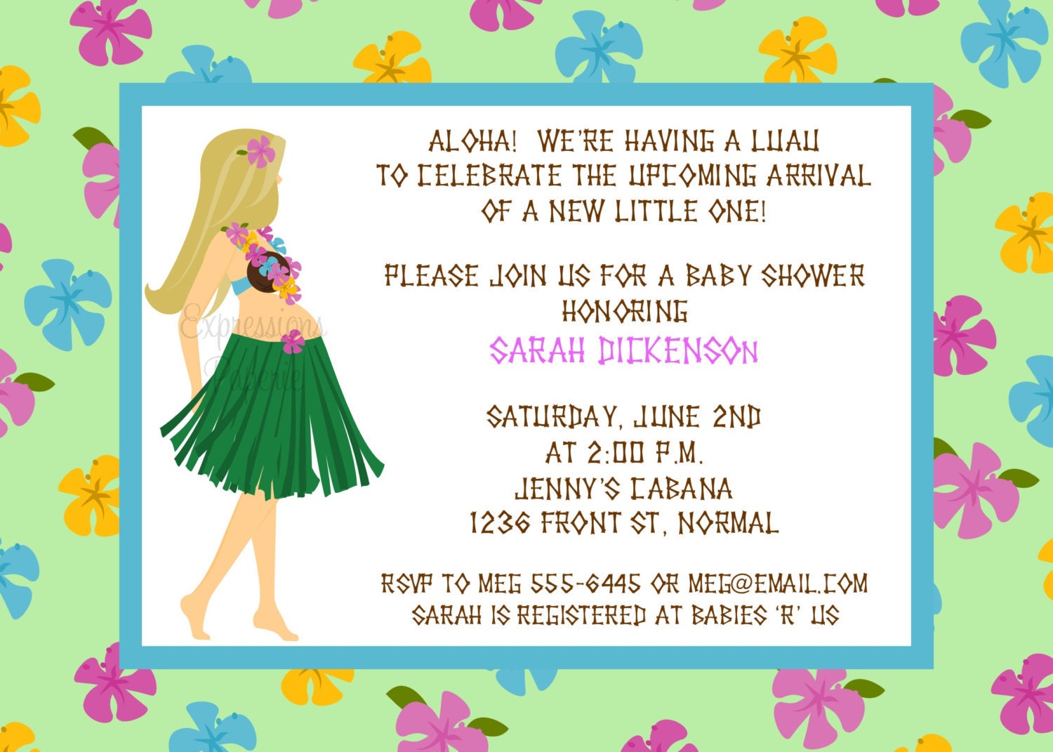 Hawaiian Luau Mommy to Be Baby Shower Invitations Il_170x135
