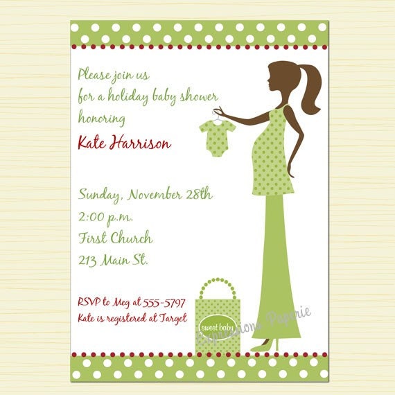 Christmas Mommy to be Baby Green Shower Invitations Il_570xn