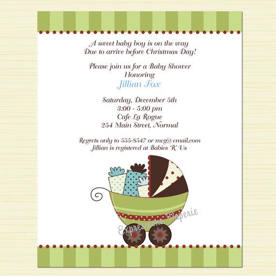 Baby Boy Christmas Stroller Shower Invitations Il_570xn