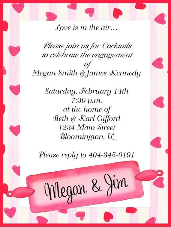 Engagement Hearts Valentines Day Party Invitations Il_570xn