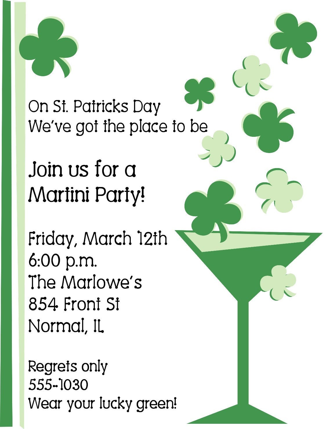 Shamrock Martini St Patricks Day Invitations Il_570xn