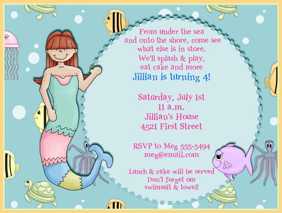 Mermaid Birthday Party Invitations Il_570xn