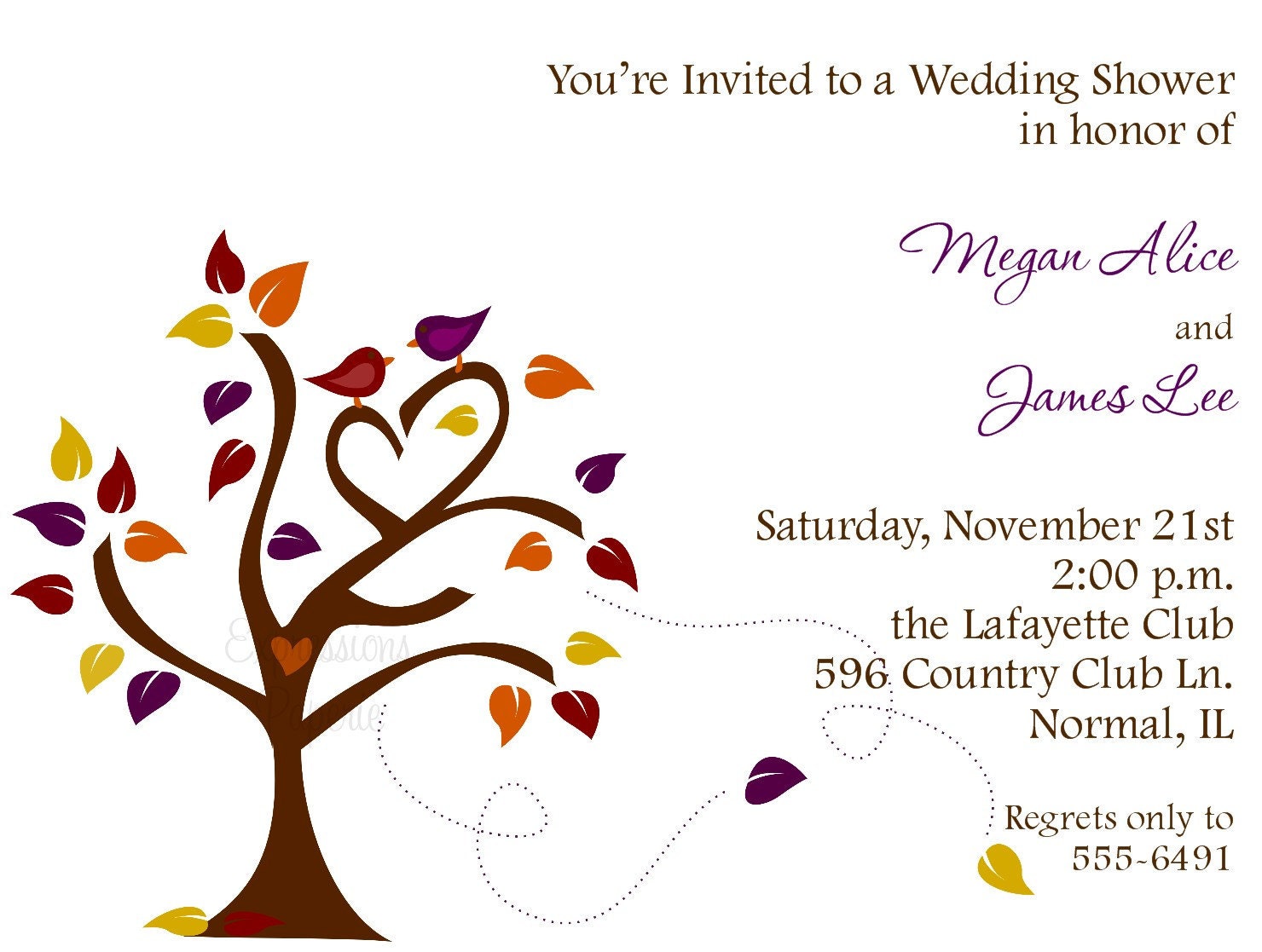 Love Birds in a Tree Fall Bridal Shower Invitations Il_570xn