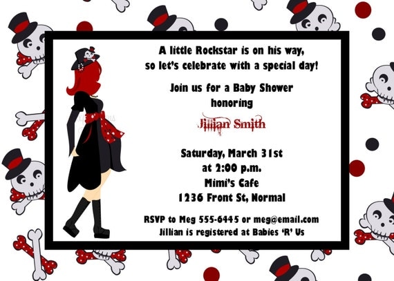 Red Punk Rock Mommy to Be Baby Shower Invitations Il_570xn
