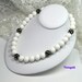 Vintage Necklace Beaded White Black  poka dots Madmen