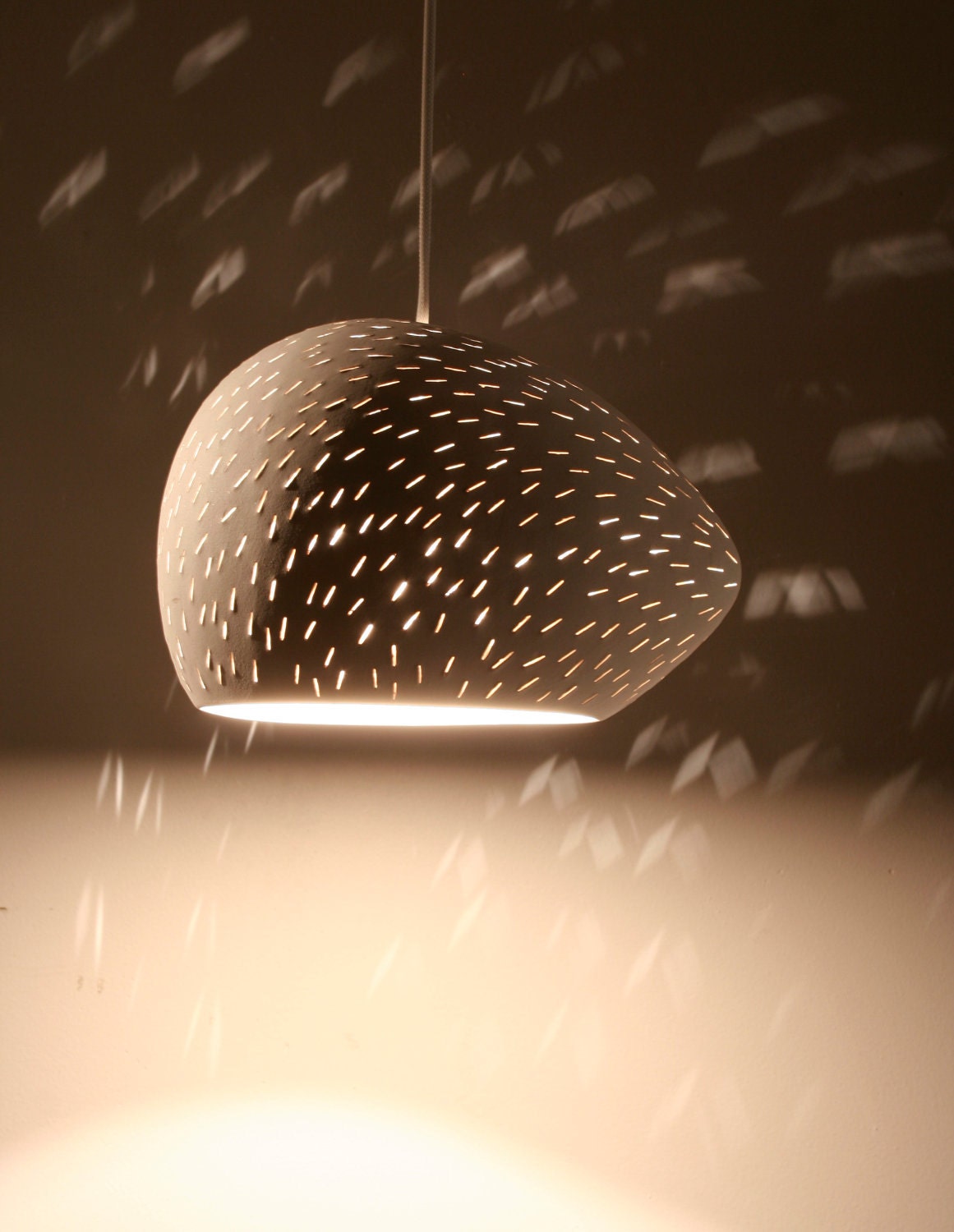 Pendant Lamp: 7.5" Claylight , A-Symmetrical Line Pattern