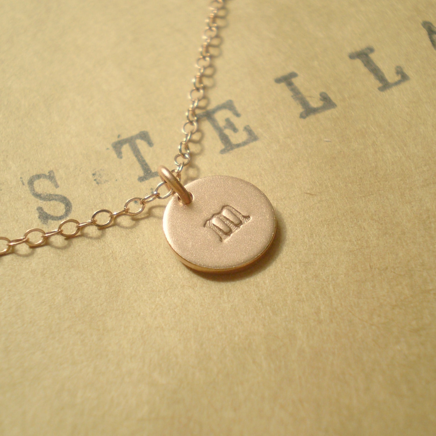 ROSE GOLD Tiny Personalized Initial Necklace - Tiny Rose Gold Vermeil Initial Disc on Rose Gold Filled Chain