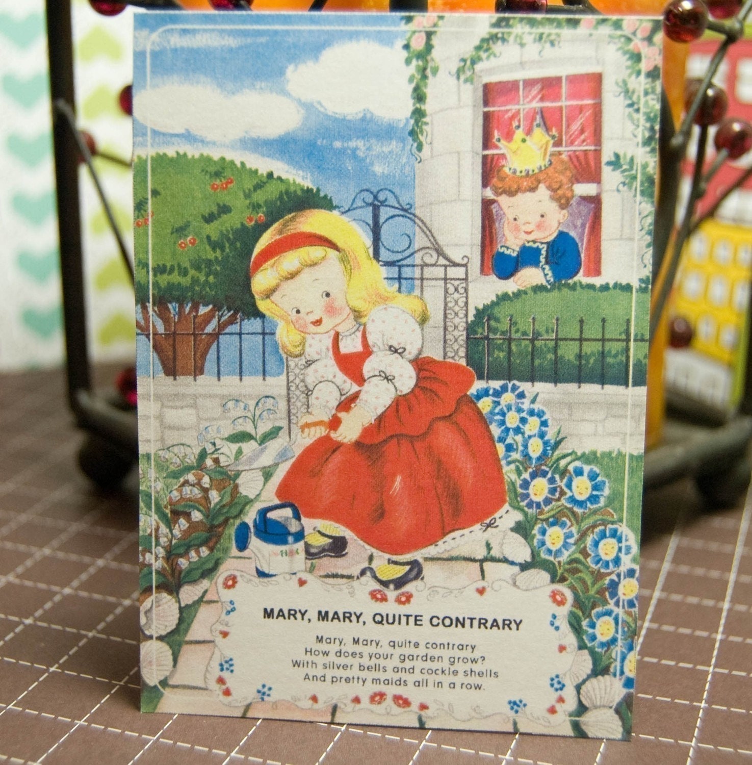 Mother Goose Full Color Vintage Flashcards - Size 2 7/8x4 - Set of 10