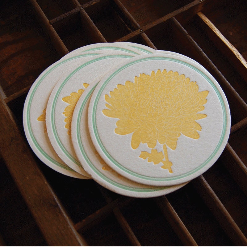 Mum coaster- Letterpress printed, SET of 8