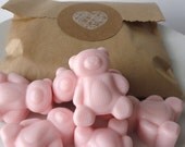 Soap - Teddy Bear Mini Soap Gift Set - Black Raspberry and Vanilla Scented - Goats milk Soap - Pale Pink - Easter