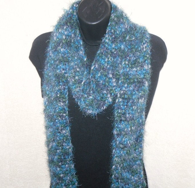 Scarf Hand Knitted in Soft and Fluffy Variegated Colors