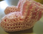 Soft Pink Hand Crocheted Stretchy Newborn Booties